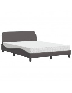 Letto con Materasso Grigio 140x190 cm in Similpelle 2
