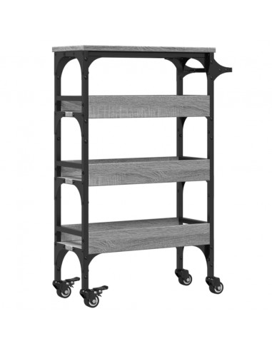 Carrello da Cucina Grigio Sonoma 53x20x76 cm Legno Multistrato