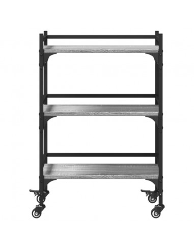 Carrello da Cucina Grigio Sonoma 50x35x75,5cm Legno Multistrato