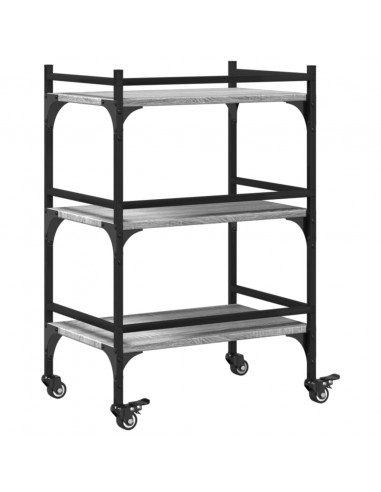 Carrello da Cucina Grigio Sonoma 50x35x75,5cm Legno Multistrato