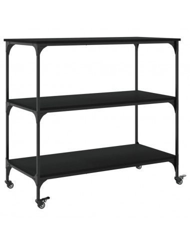 Carrello da Cucina Nero 102x50x95 cm in Legno Multistrato