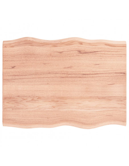 Piano Tavolo Marrone Chiaro 80x60x2 cm in Rovere Non Trattato