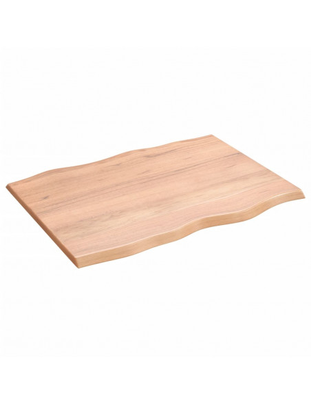 Piano Tavolo Marrone Chiaro 80x60x2 cm in Rovere Non Trattato