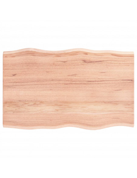 Piano Tavolo Marrone Chiaro 80x50x2 cm in Rovere Non Trattato