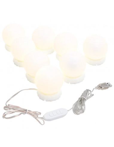 Specchio da Parete Rotondo con Luci LED in Vetro