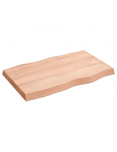 Piano Tavolo Marrone Chiaro 80x50x(2-6) cm Rovere Non Trattato