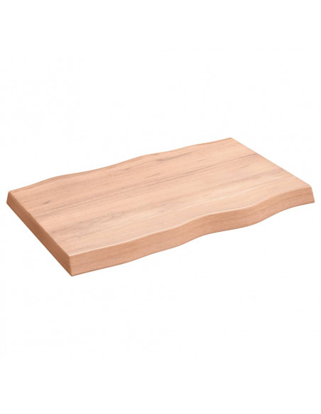 Piano Tavolo Marrone Chiaro 80x50x(2-6) cm Rovere Non Trattato