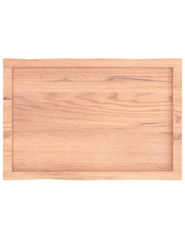 Piano Tavolo Marrone Chiaro 80x50x(2-6) cm Rovere Non Trattato