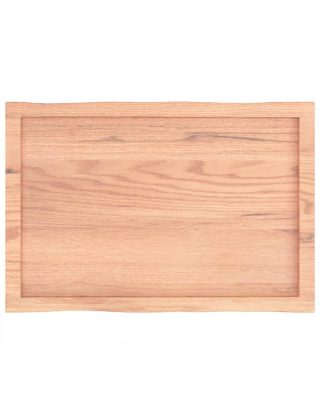 Piano Tavolo Marrone Chiaro 80x50x(2-6) cm Rovere Non Trattato