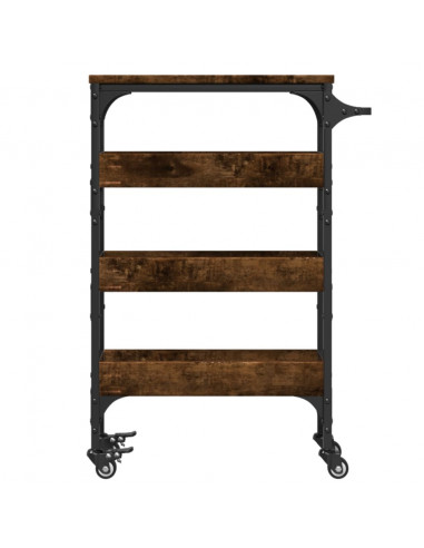 Carrello da Cucina Rovere Fumo 53x20x76 cm in Legno Multistrato