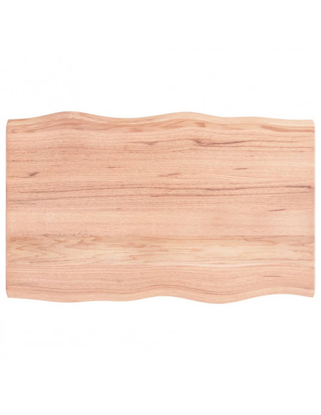 Piano Tavolo Marrone Chiaro 80x50x(2-4) cm Rovere Non Trattato