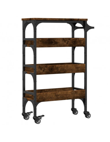 Carrello da Cucina Rovere Fumo 53x20x76 cm in Legno Multistrato