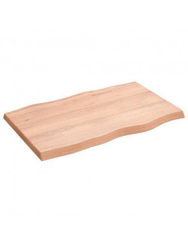 Piano Tavolo Marrone Chiaro 80x50x(2-4) cm Rovere Non Trattato