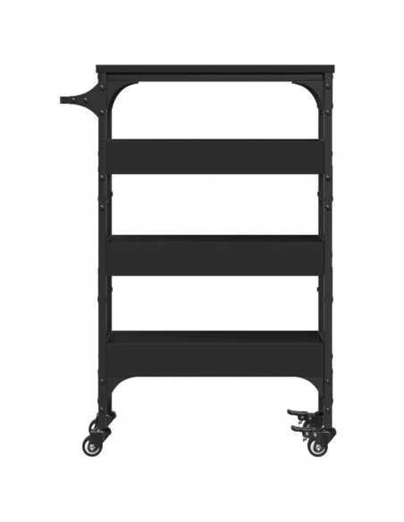 Carrello da Cucina Nero 53x20x76 cm in Legno Multistrato