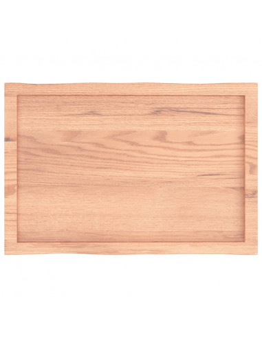 Piano Tavolo Marrone Chiaro 80x50x(2-4) cm Rovere Non Trattato