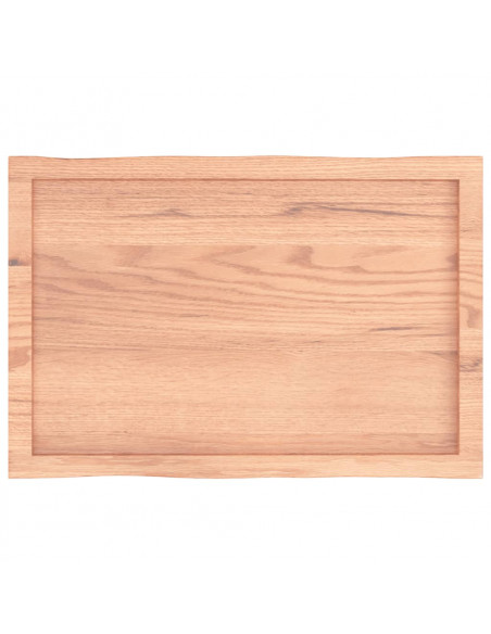 Piano Tavolo Marrone Chiaro 80x50x(2-4) cm Rovere Non Trattato