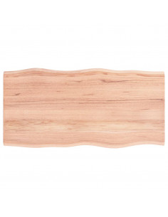 Piano Tavolo Marrone Chiaro 100x50x2 cm in Rovere Non Trattato 2