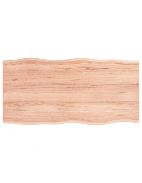 Piano Tavolo Marrone Chiaro 100x50x2 cm in Rovere Non Trattato