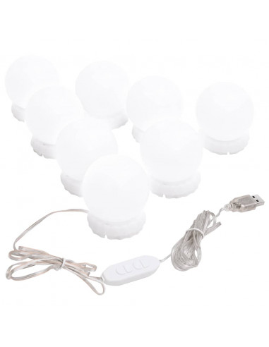 Specchio da Parete Rotondo con Luci LED in Vetro