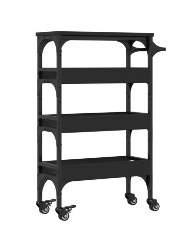 Carrello da Cucina Nero 53x20x76 cm in Legno Multistrato