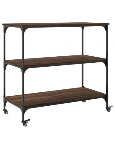 Carrello Cucina Rovere Marrone 102x50x95 cm Legno Multistrato