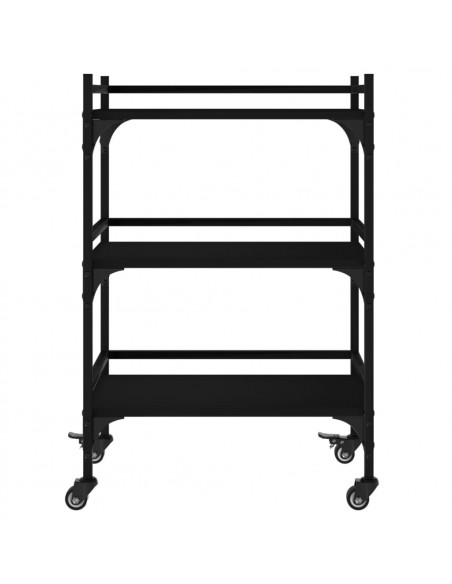 Carrello da Cucina Nero 50x35x75,5 cm in Legno Multistrato