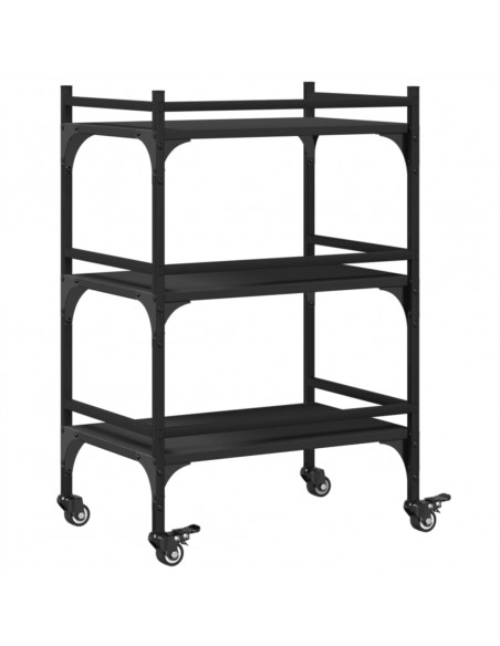 Carrello da Cucina Nero 50x35x75,5 cm in Legno Multistrato