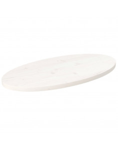 Piano Tavolo Bianco 70x35x2,5cm in Legno Massello di Pino Ovale 2
