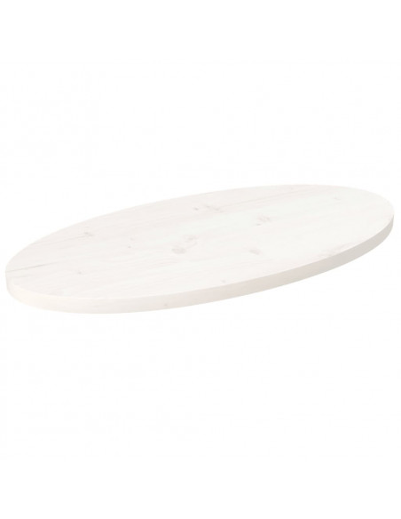 Piano Tavolo Bianco 70x35x2,5cm in Legno Massello di Pino Ovale