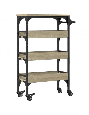 Carrello da Cucina Rovere Sonoma 53x20x76 cm Legno Multistrato