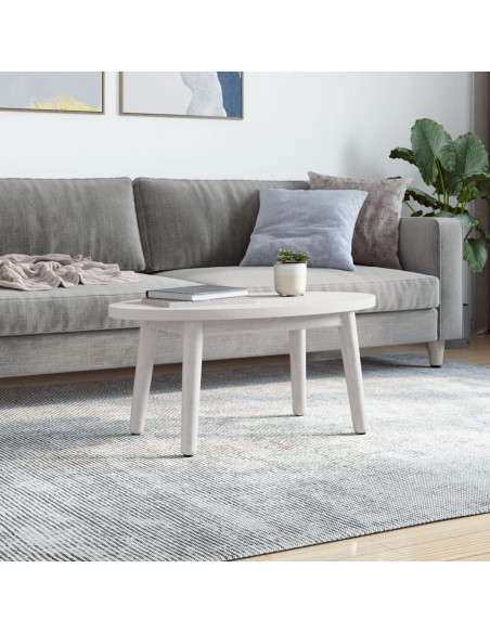 Piano Tavolo Bianco 70x35x2,5cm in Legno Massello di Pino Ovale