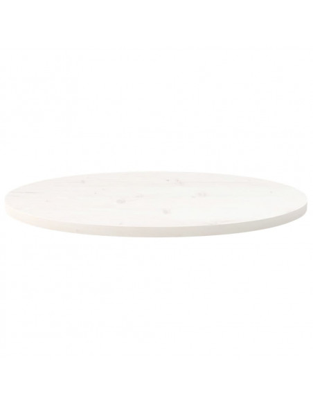 Piano Tavolo Bianco 70x35x2,5cm in Legno Massello di Pino Ovale