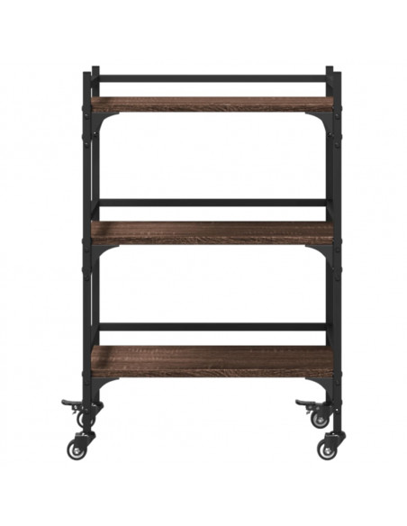 Carrello Cucina Rovere Marrone 50x35x75,5 cm Legno Multistrato