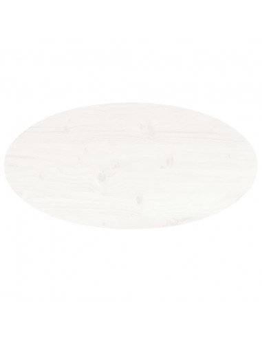 Piano Tavolo Bianco 70x35x2,5cm in Legno Massello di Pino Ovale