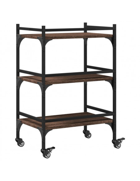 Carrello Cucina Rovere Marrone 50x35x75,5 cm Legno Multistrato