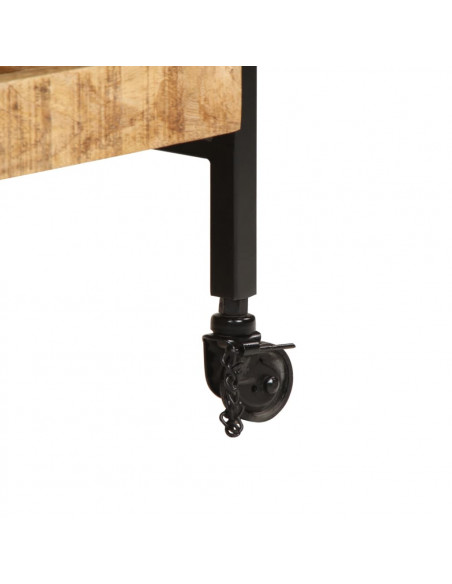 Carrello da Cucina 80x55x70 cm Legno Massello di Mango Grezzo