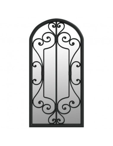 Specchio da Giardino Nero 70x30 cm in Ferro per Uso Esterno