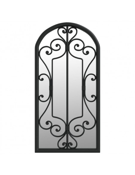 Specchio da Giardino Nero 70x30 cm in Ferro per Uso Esterno