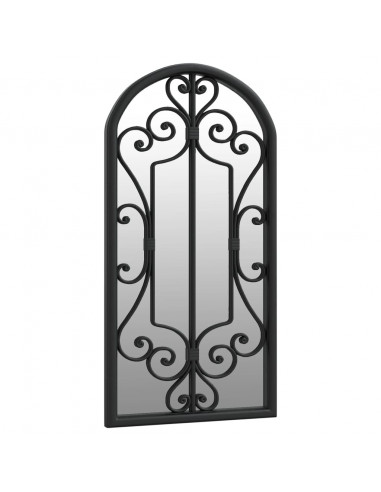 Specchio da Giardino Nero 70x30 cm in Ferro per Uso Esterno