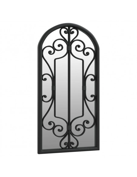 Specchio da Giardino Nero 70x30 cm in Ferro per Uso Esterno