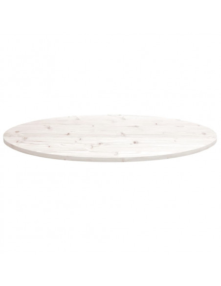 Piano Tavolo Bianco 90x45x2,5cm in Legno Massello di Pino Ovale