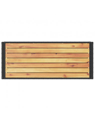 Carrello da Bar 3 Livelli Nero in Polyrattan e Legno Acacia