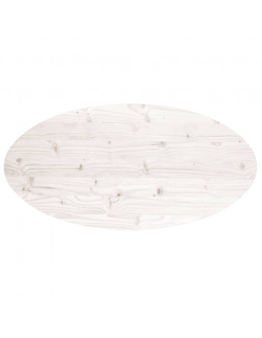 Piano Tavolo Bianco 90x45x2,5cm in Legno Massello di Pino Ovale