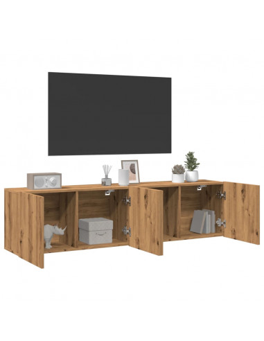 Mobili TV a Parete 2pz Rovere Artigianale 80x30x41 cm