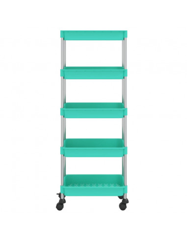 Carrello da Cucina 5 Ripiani Turchese 42x29x128 cm Ferro e ABS