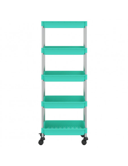 Carrello da Cucina 5 Ripiani Turchese 42x29x128 cm Ferro e ABS
