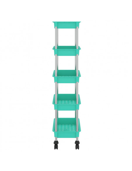 Carrello da Cucina 5 Ripiani Turchese 42x29x128 cm Ferro e ABS