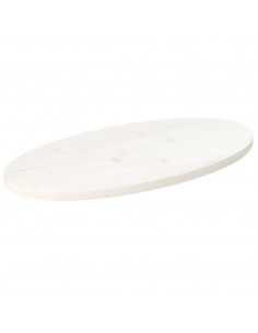 Piano Tavolo Bianco 80x40x2,5cm in Legno Massello di Pino Ovale 2