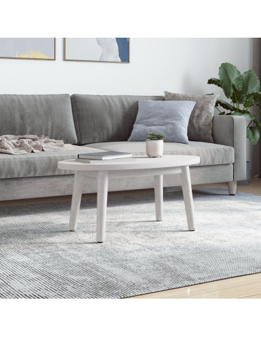 Piano Tavolo Bianco 80x40x2,5cm in Legno Massello di Pino Ovale