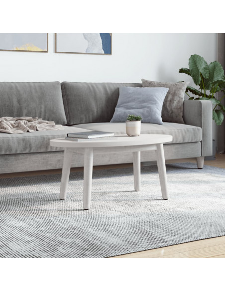 Piano Tavolo Bianco 80x40x2,5cm in Legno Massello di Pino Ovale